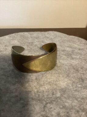 Two-Tone Brass & Copper Cuff Bracelet - Gold and Brown